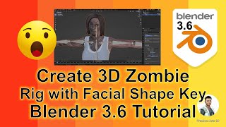 How to create 3D Zombie & Rig with Facial Shape Key Blender 3.6 Tutorial