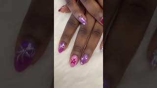 Glossy Pink & Lavender Chrome Almond Nails | Albany Nails