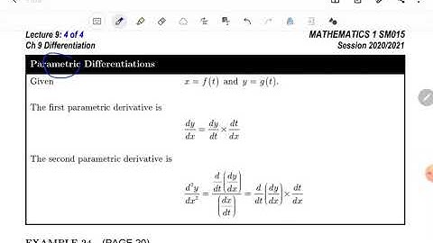Chapter 9 : Differentiation (Part 9 : Parametric Differentiation) MADAME AINI
