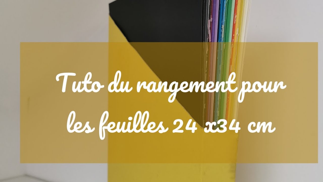 Tutoriel du rangement pour les grandes feuilles de couleur 24 x 34 cm. #diy #scrapbooking #action