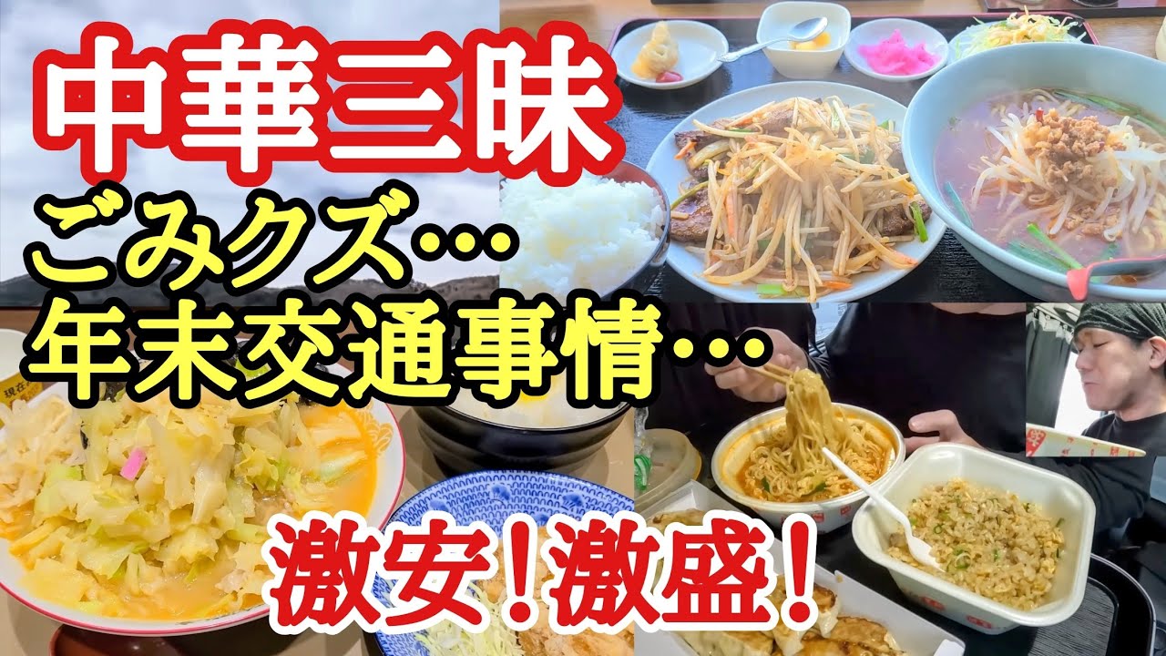 【長距離トラック】激安激盛！中華三昧！クズ運転手…年末交通事情…【ちゃんぽん亭.多賀SA】【福味居】【餃子の王将多賀】【Japanese food】