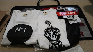 Bape XXV 25th Anniversary Collab Tees + Supreme Box Logo Sticker Pickup/Unboxing