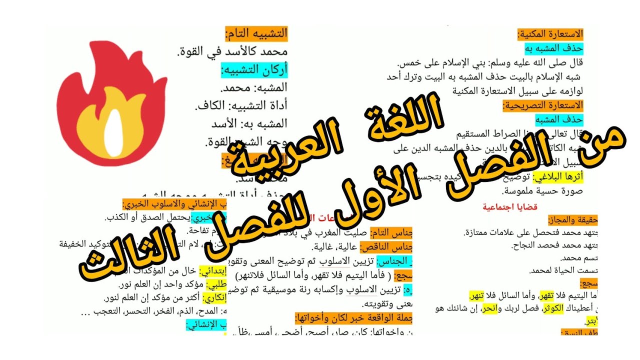 مراجعة شاملة لغة عربية سنة رابعة متوسط.