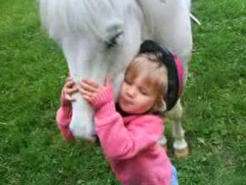 Little girl riding pony bridleless and bareback - YouTube