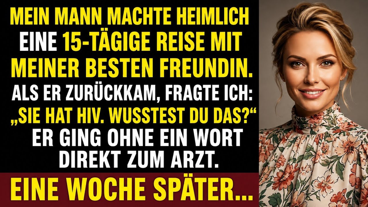 15 Tage lang war mein Mann angeblich auf Geschäftsreise – ohne Laptop, ohne Anrufe, ohne irgendetwas, das seine Geschichte bestätigt hätte. Meine beste Freundin war im selben Zeitraum „bei einem...