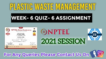 Plastic Waste Management | Week 6 Answers | NPTEL ||