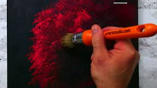 Red Tree | Black Background | Easy for Beginners | oval brush painting technique screenshot 5
