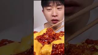 HUNGER 2ASMR MUKBANG SPICY CHICKEN CHEDDAR CHEESE SAUCE EATING SHOW