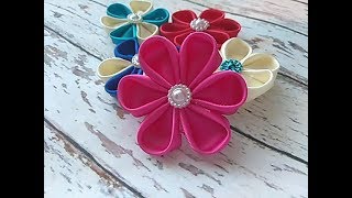 FLOR KANZASHI PASO A PASO || KANZASHI FLOWER |  リボン 花 | 🎀Nenni Bows🎀