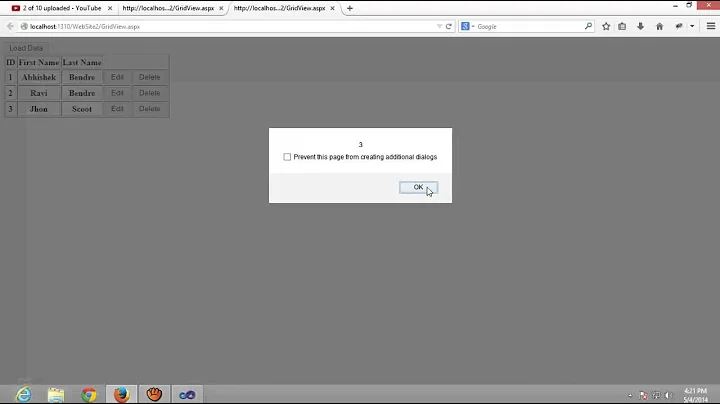 ASP.NET: Create Custom JQGrid using WebMethod and JQuery Part 2 ( Delete Option ) -  Tutorial 30