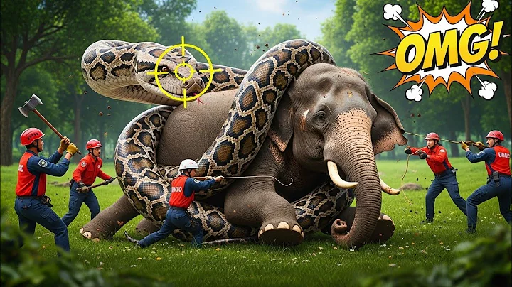 🐘The Mighty Battle: Hero Saves Mother Elephant from Giant Python's Deadly Grip 🐍