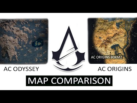 AC Odyssey VS AC Black Flag VS AC Origins | Map Size Comparison | How Big is AC odyssey map ?