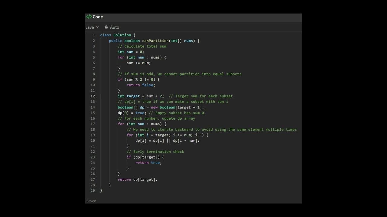 416 Partition Equal Subset Sum - YouTube