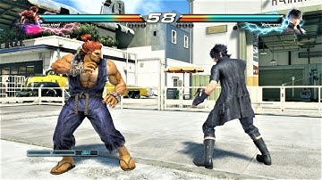 Akuma vs Final Fantasy Noctis (Hardest AI) - Tekken 7 Arcade Mode