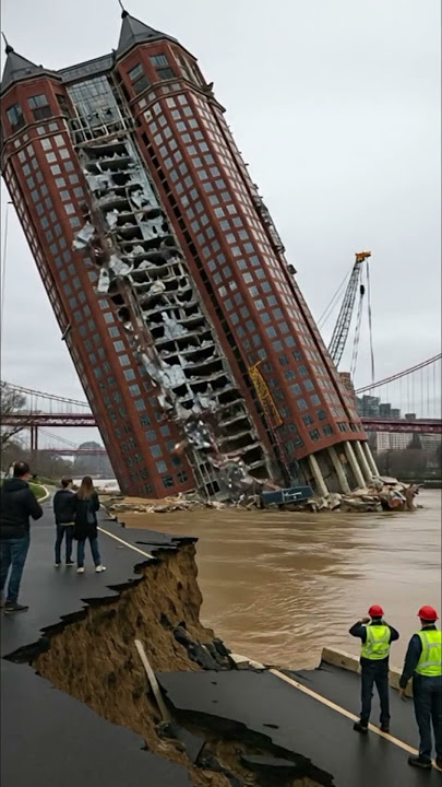 Urban Nightmare: A Tower Collapses into the River!