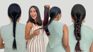 Traditional Voluminous Braids Using Hair Extensions | Indian Hairstyles Using Hair Extensions