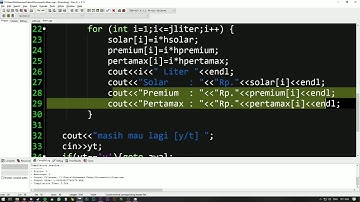 Program C++ Untuk Menampilkan Harga Bensin, Solar,  dan Pertamax