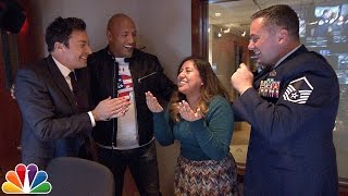 Jimmy and Dwayne Johnson Surprise 'Tonight Show' Staffer with Military Homecoming