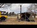 ジムニー幌車で行く「冬のソロキャンプ」軍幕テント、フルオープンで寝てみた