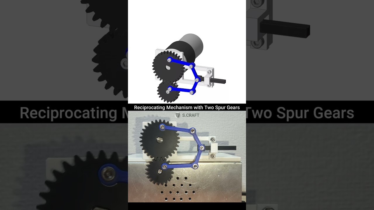 Reciprocating Mechanism with Two Spur Gears #3dprinting #machine #design #engineering #mechanic