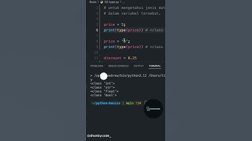 Belajar Python Dasar Untuk Pemula - checking data type for variable #pythonprogramming #coding
