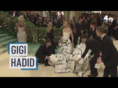 Gigi Hadid stuns in white floral gown at 2024 Met Gala | NBC New York