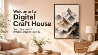 Sepia Mountain Range Wall Art | Textured Landscape Print Mockup + Instant Digital Download
