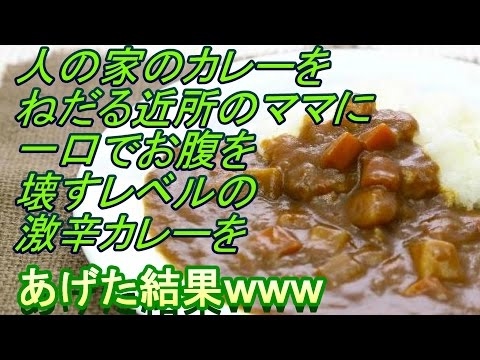 【スカッとする話】人の家のカレーをねだる近所のママに一口でお腹を壊すレベルの激辛カレーをあげた結果www