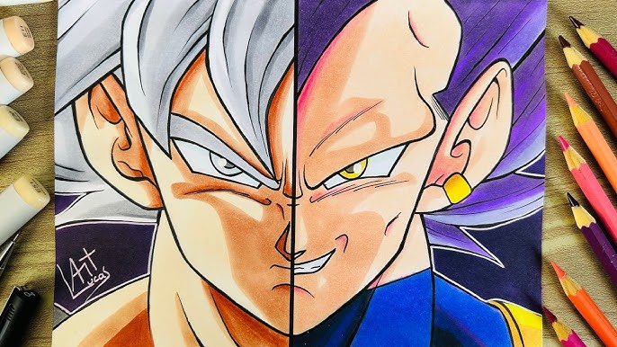 Como Desenhar Goku x Vegeta SSJ Blue Dragon Ball Super - How to