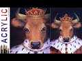 &quot;Royal Ox. Symbol of 2021 New Year&quot; how to paint portrait🎨ACRYLIC tutorial DEMO