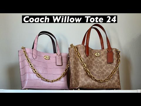 Coach Willow Tote 24 in Signature Canvas Tan/Rust