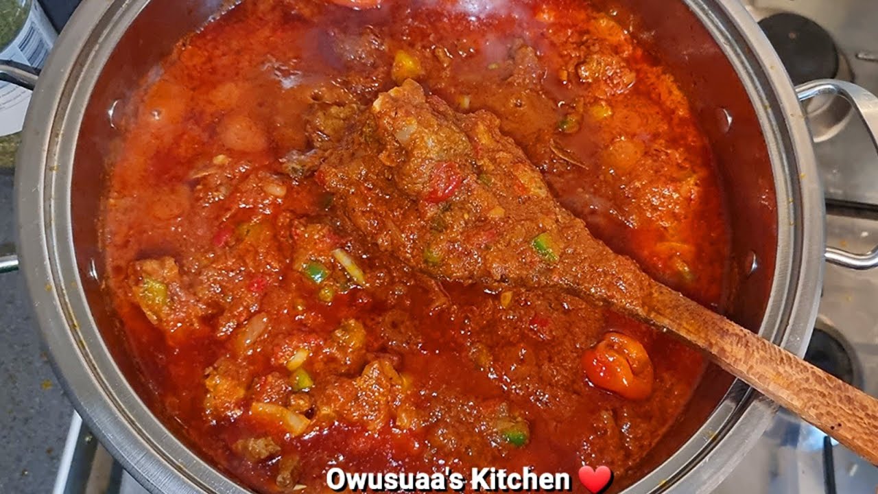 How to make a delicious LAMB stew|| Tastiest big pot of Ghana tomato stew recipe 