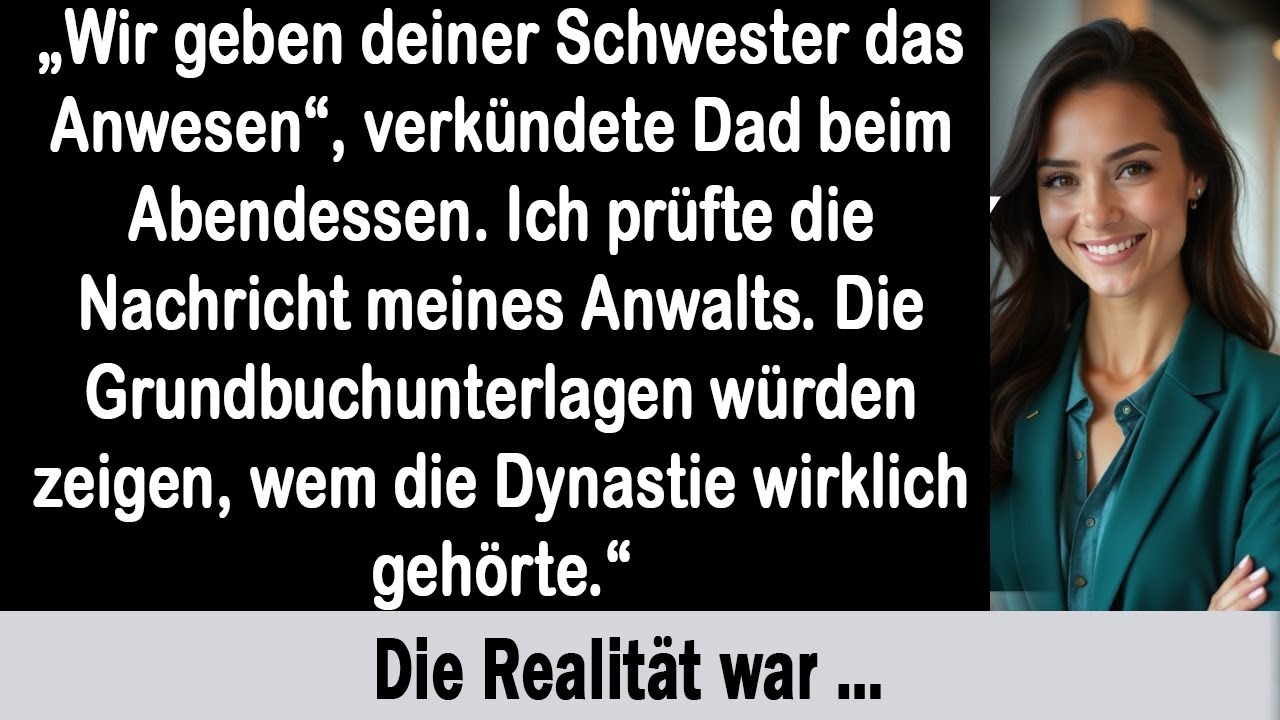 Mitten beim Weihnachtsdessert erhob mein Vater sein Glas und verkündete: „Victoria und Markus bekommen das Anwesen zur Hochzeit geschenkt.“ Alle klatschten, meine Schwester strahlte – und keiner...