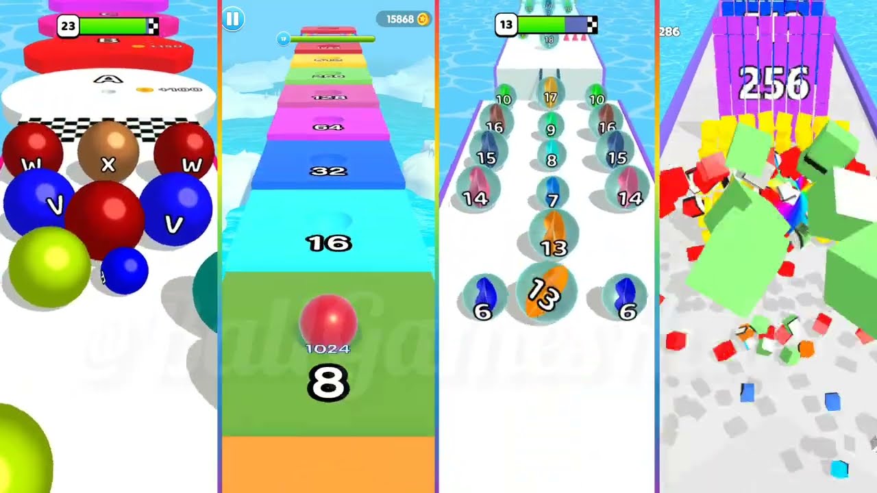 [Part 3]A-Z Run Max Letters Challenge! Can We Reach Z? vs Rolling Ball vs 2048 Merge vs Marble Run!