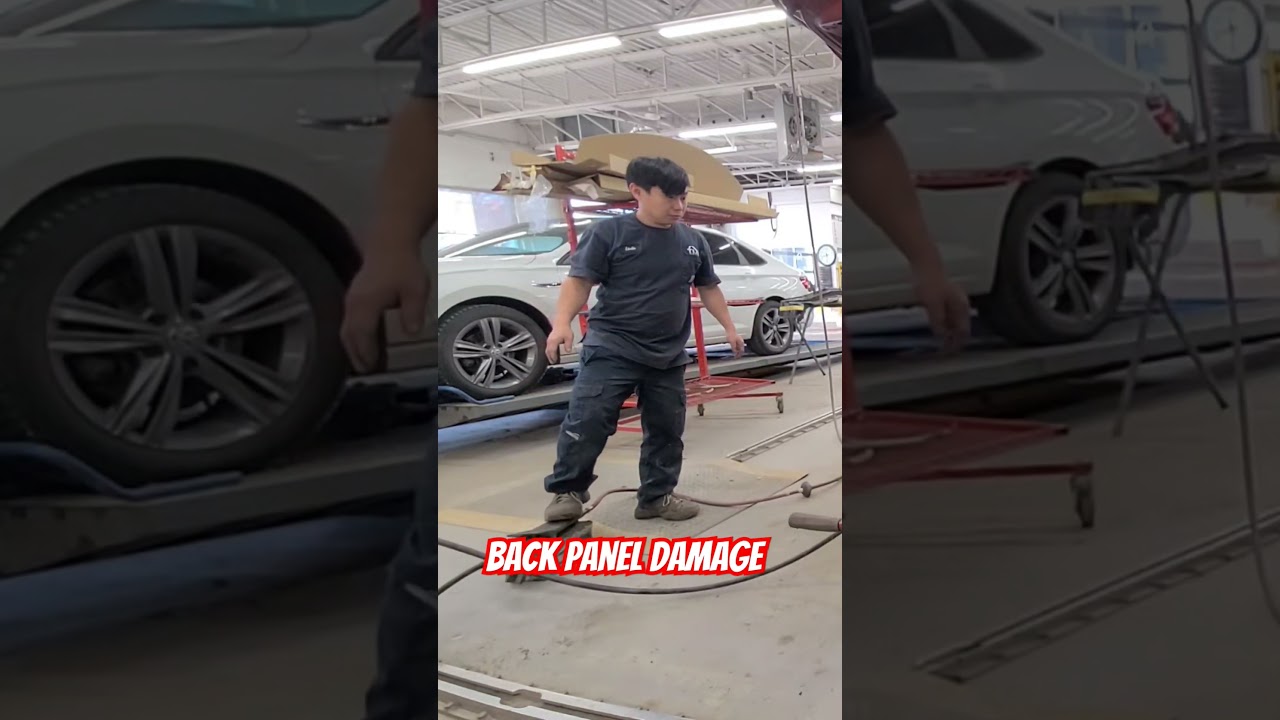 Back panel damage, car body Repair Denting and painting 