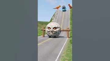 Long Capsule Bus & Police Car vs Logs Trap - BeamNG.drive