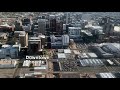 American A321 Landing at Phoenix Sky Harbor with views of Downtown Phoenix