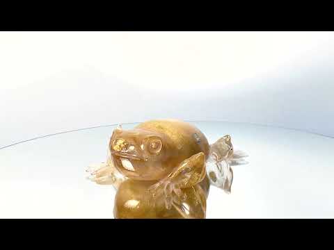 GRENOUILLE Murano Glass Gold Frog Sculpture video