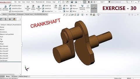 Solidworks Exercise - 30 - Crank shaft | SOLIDWORKS 2016 | advance solidworks | IC Engine
