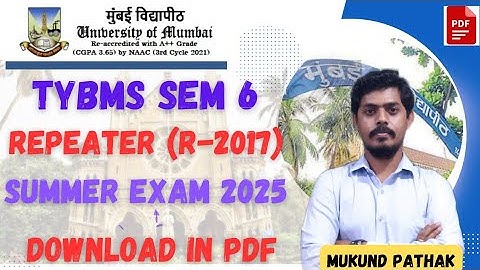Reapter TYBMS SEM-6 Summer Exam 2025 Time Table Declared l Mumbai University l Mukund Sir