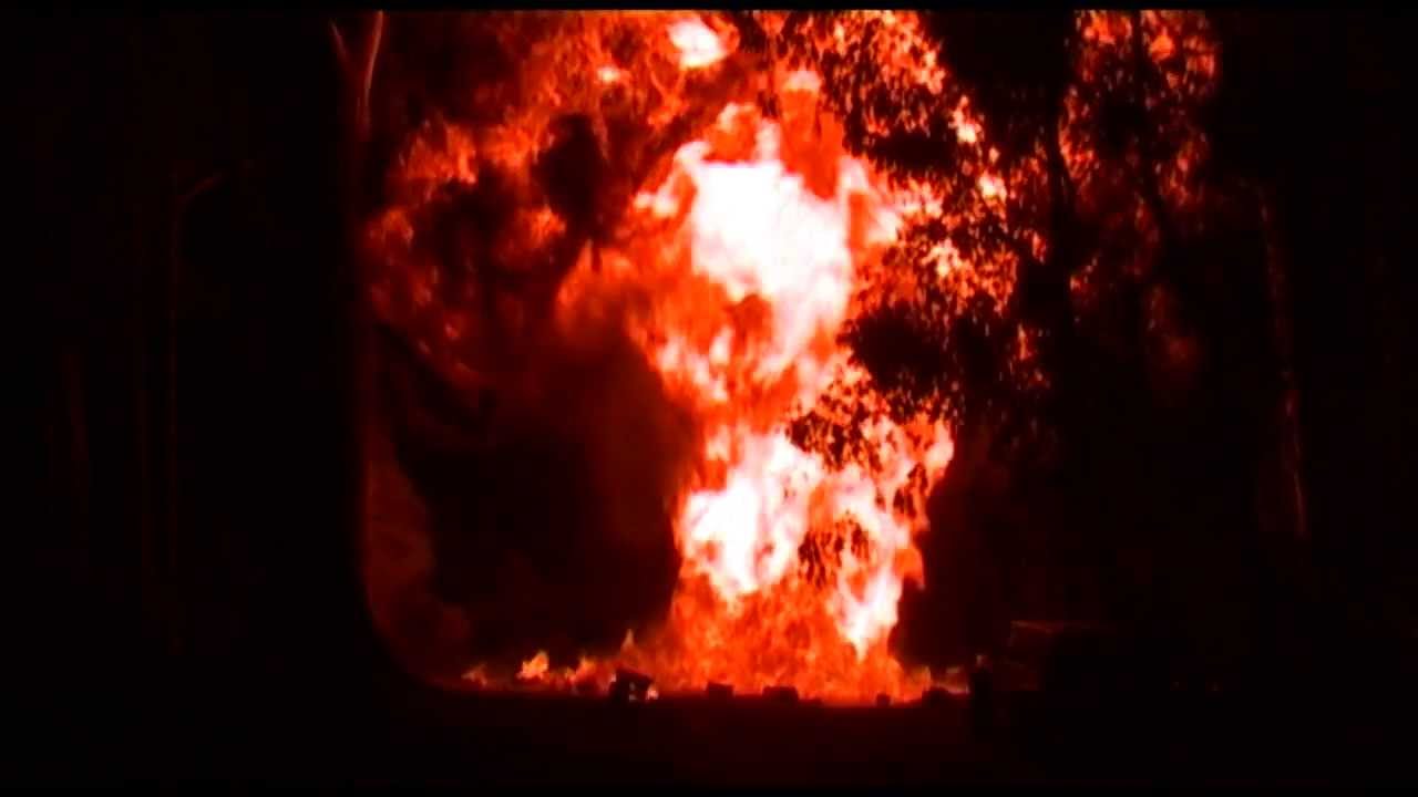 Dogs Gotta Eat - things that go boom in the night, 44-gallon drum filled with aviation fuel.