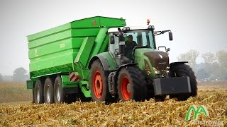 CORN HARVEST - Güstrower Überladewagen GTU 36 mit Fendt 936 + Claas LEXION 780 - Mais dreschen 2014