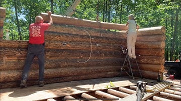 Log Cabin Build PART 14. More progress on the walls, kayaking with friends and family