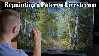 Watch Me Repaint This Birch Tree Forest From a Patreon Livestream