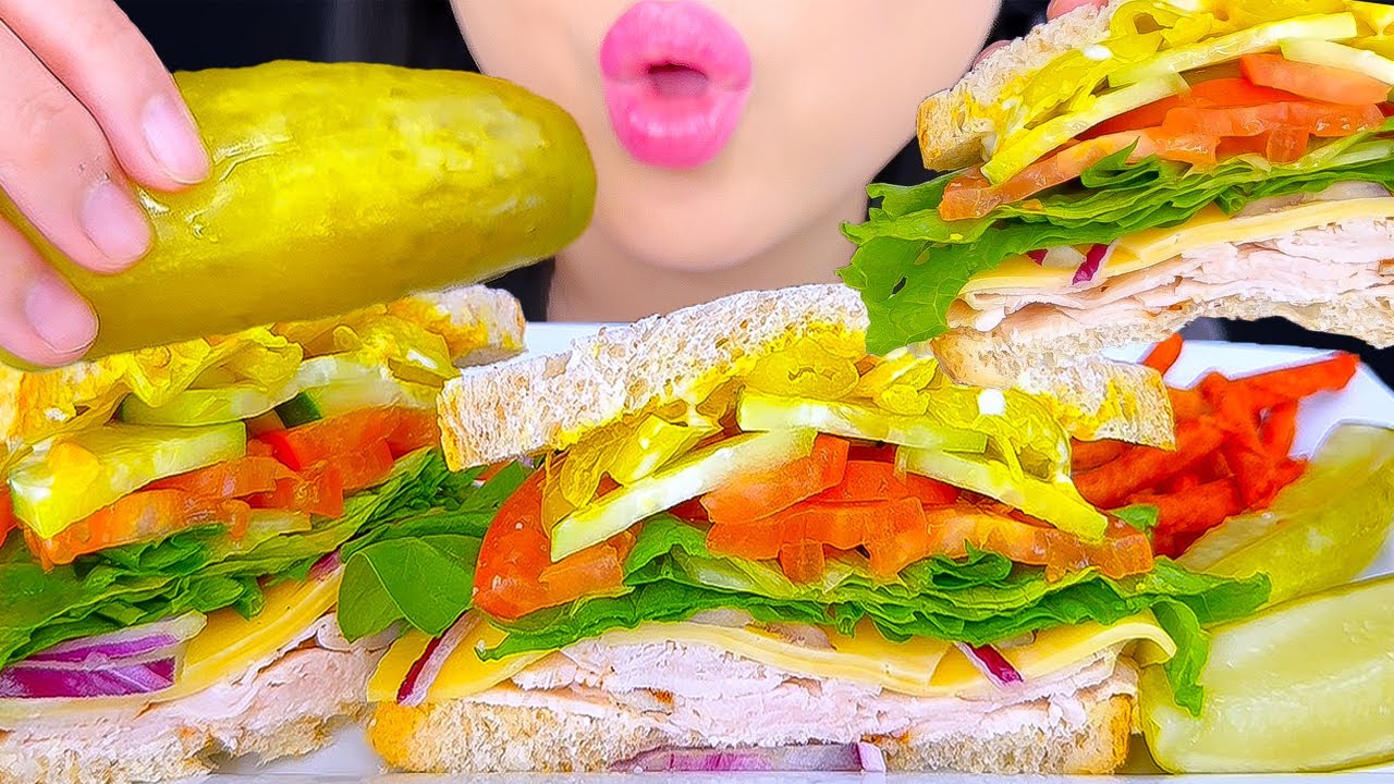 ASMR MUKBANG | Pickles & Turkey Sandwich | Eating Sounds | ASMR Phan