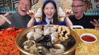 [Mukbang ASMR] Sea Snail Whelk Soup (ft.Danish Guest) Spicy Webfood Octopus Noodles eating Ssoyoung