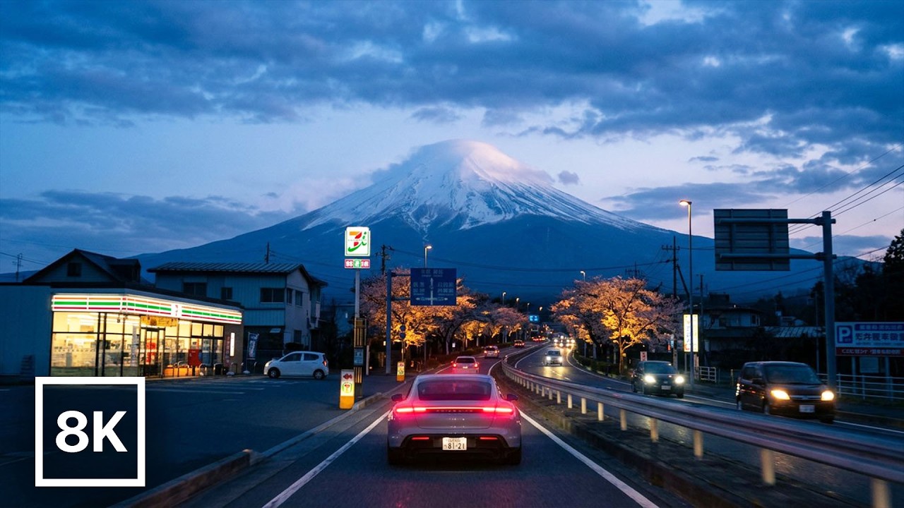 Mount Fuji Dusk Drive 🗻🌸 / 8K 60fps HDR / Relaxing Piano Music