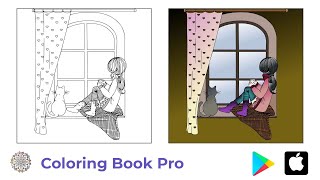 Coloring Eagles, Girl in Window, Witch, Mosaic Plant and Blue Sports Car | Coloring Book Pro App screenshot 5