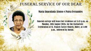 Maria Imaculada Afonso e Paiva Fernandes Funeral Live Aug 10 2026 4 pm