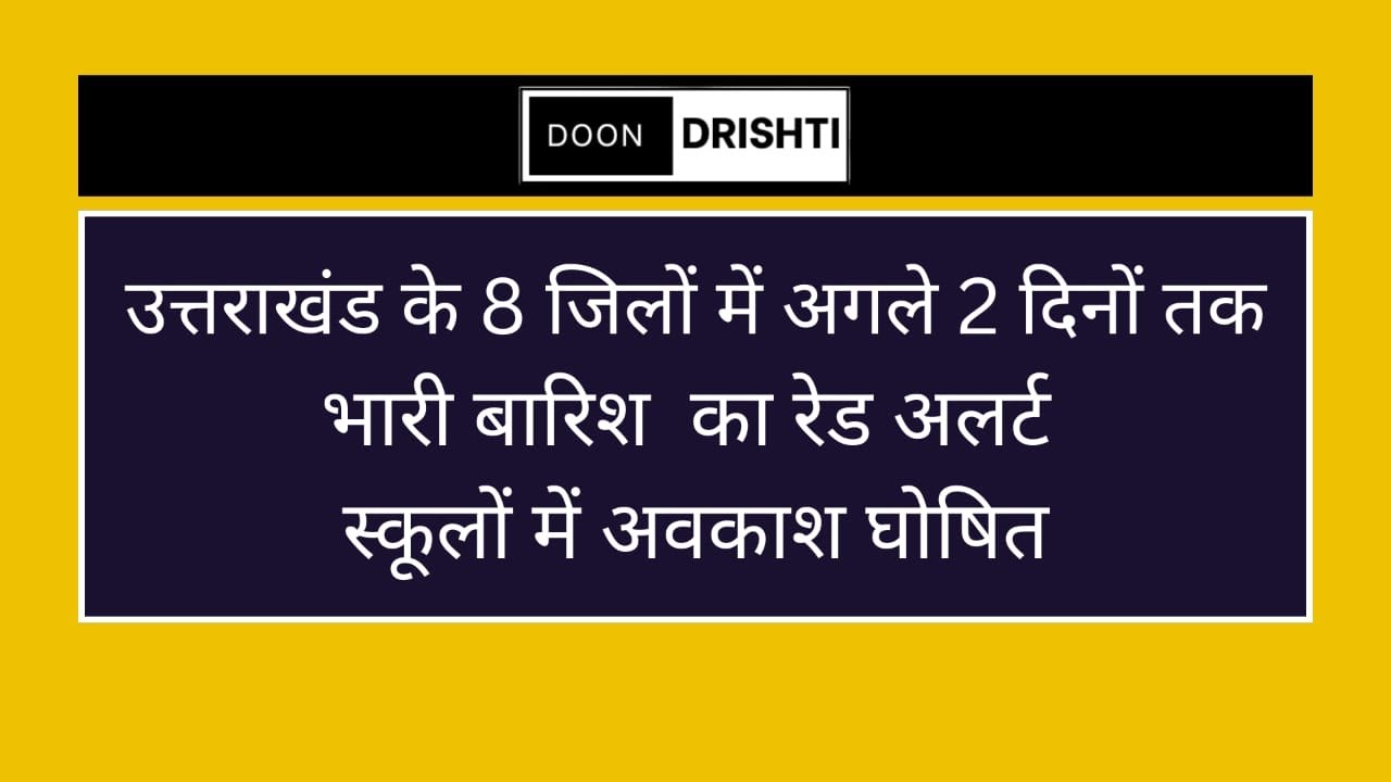 Red alert for heavy rain in Uttarakhand Schools closed for two days 13 & 14 August 